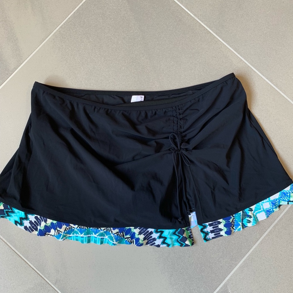 Profile By Gottex Black & Blue Skirted Swim Bottom